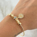 Pulso PD - Moño - Flor - Corazones 13.2gr / 18cm / Circones Azules Morados Oro Amarillo 18K