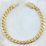 Cuban Links Bracelet 12.3gr / 21cm / 7mm White Zircon Box Yellow Gold +0 18K ©