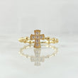 Cross Ring Spheres 1.75gr / T5 3/4 / White Zirconia Yellow Gold 18K *