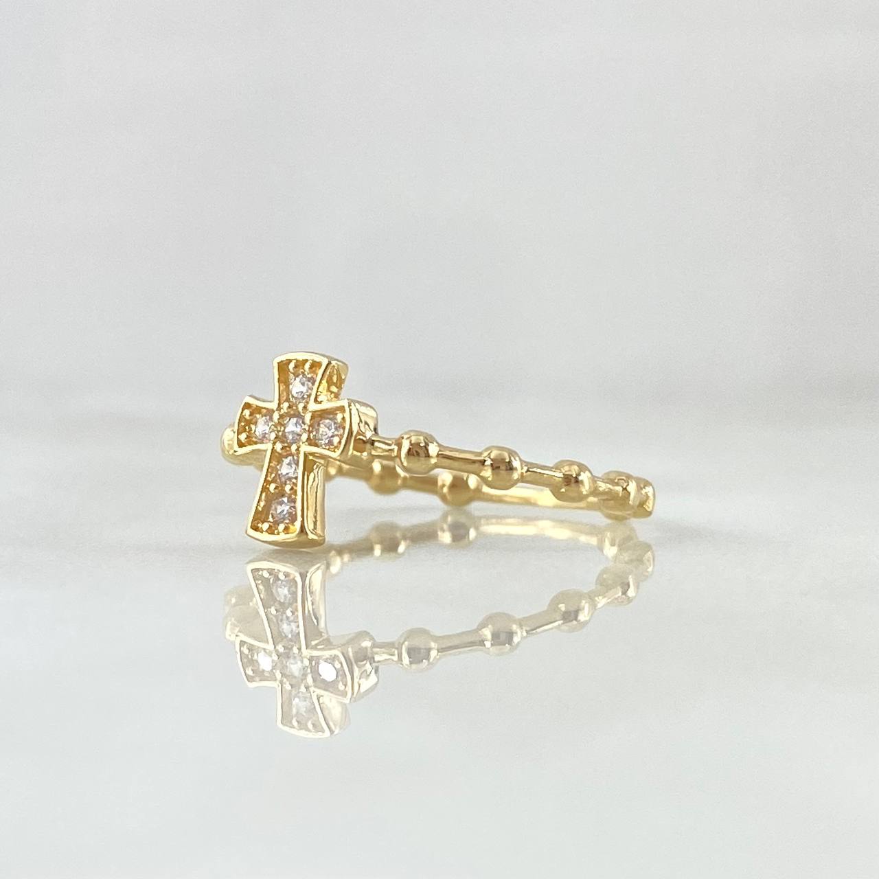 Cross Ring Spheres 1.75gr / T5 3/4 / White Zirconia Yellow Gold 18K *