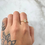 Cross Ring Spheres 1.75gr / T5 3/4 / White Zirconia Yellow Gold 18K *