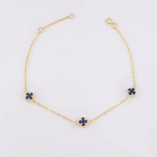 Pulso Modulable Trebol Onix Negro 2.3 g / 7 1/4 in - 6 1/2 in / 1.36 mm Oro Amarillo 18K