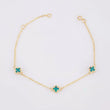 Modular Clover Green Malachite Bracelet 3.45 g / 6 3/4 in - 6 in / 1.4 mm 18K Yellow Gold