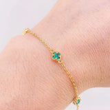 Modular Clover Green Malachite Bracelet 3.45 g / 6 3/4 in - 6 in / 1.4 mm 18K Yellow Gold