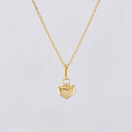 Set Cadena y Dije Aro Seguido + Corazon 0.7gr / 17 3/4 in / 0.9mm Oro Amarillo 18K *