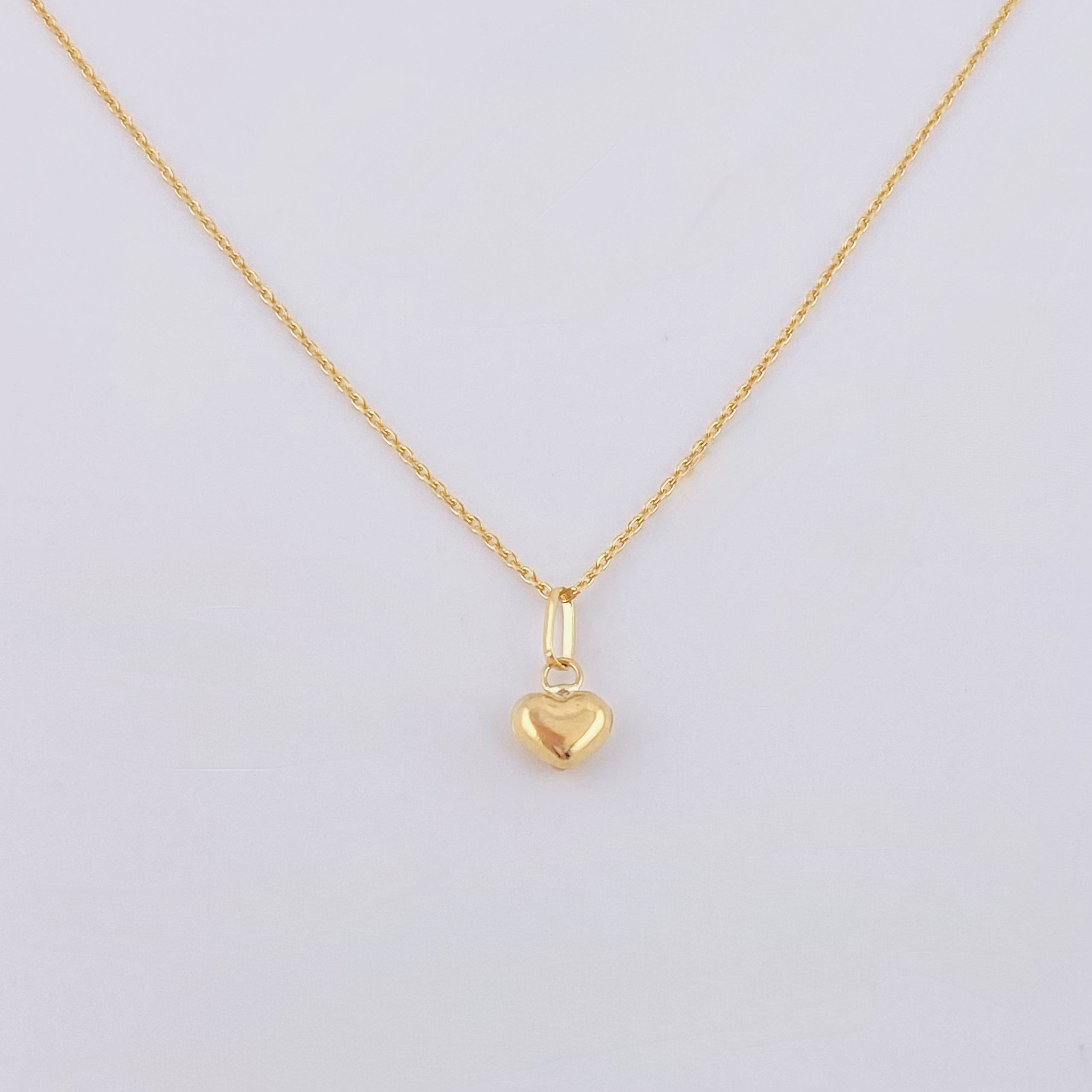 Set Cadena Aro Seguido + Dije Corazón / 0,9gr / 17 3/4 in Oro Amarillo 18K