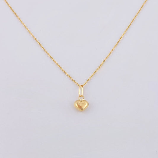 Set Cadena y Dije Aro Seguido + Dije Corazon 0.95gr / 17 3/4 in / 0.6mm Oro Amarillo 18K