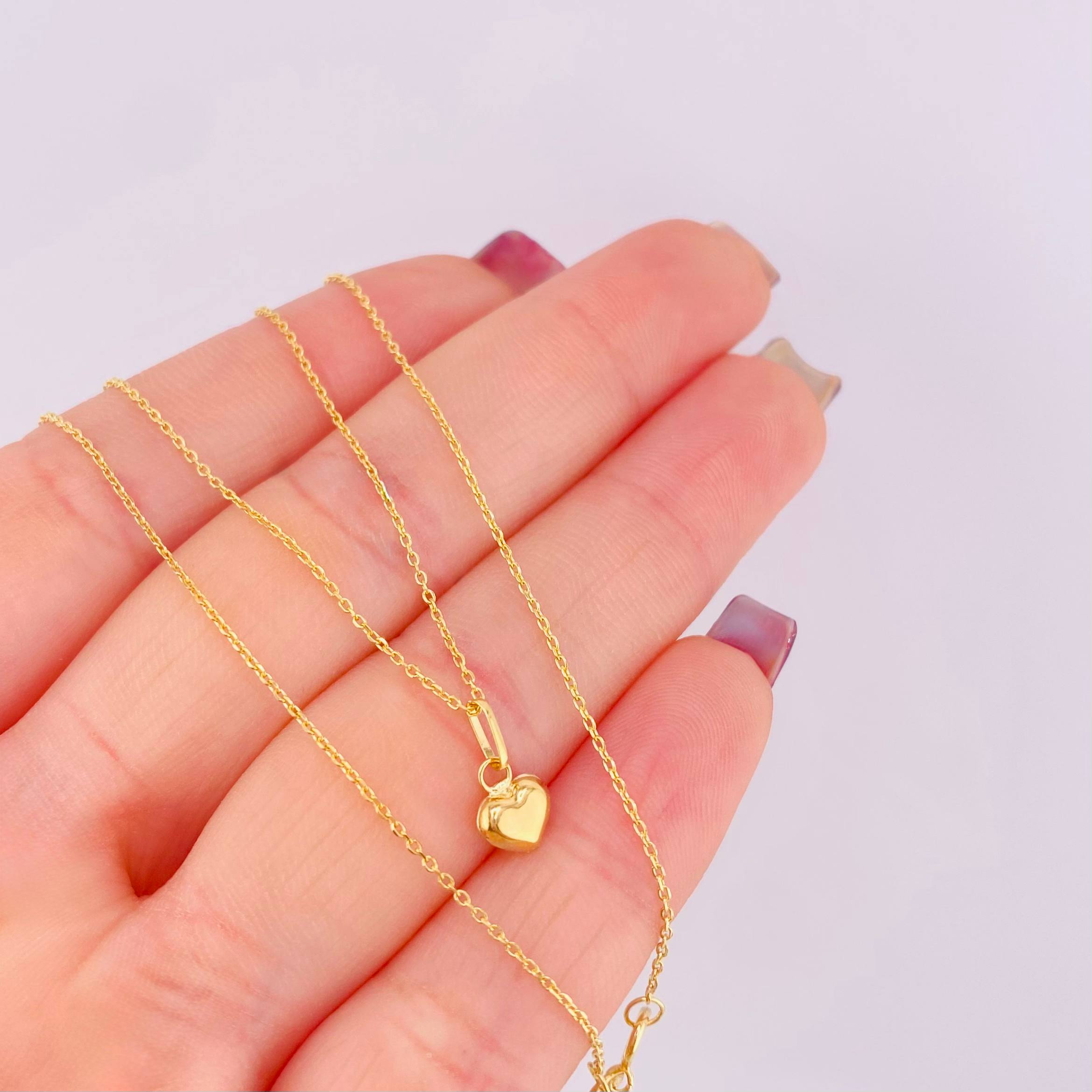 Set Cadena Aro Seguido + Dije Corazón / 0,95gr / 17 3/4 in Oro Amarillo 18K