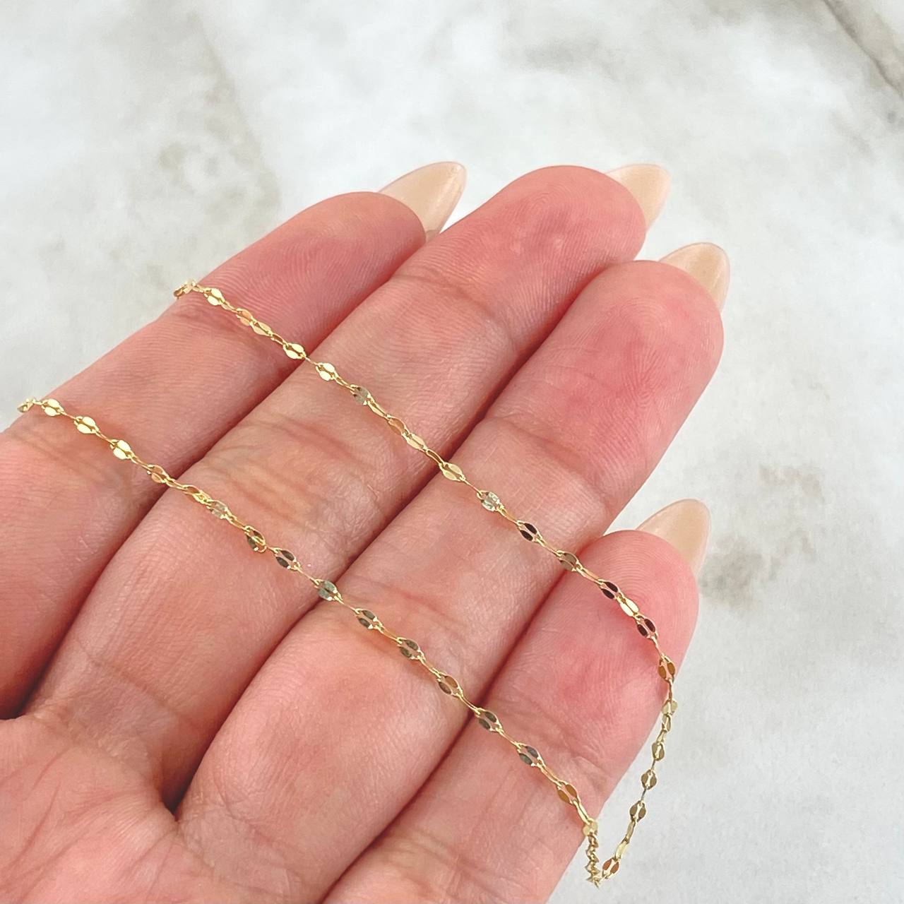 Mirror Flower Chain 0.75gr / 40cm / 18K Yellow Gold +3