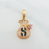 Pendant Money Bag 2.65 g / 1 in Three 18K Golds