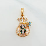 Dije Bolsa De Dinero 2.6 g / 1 in Tres Oros 18K