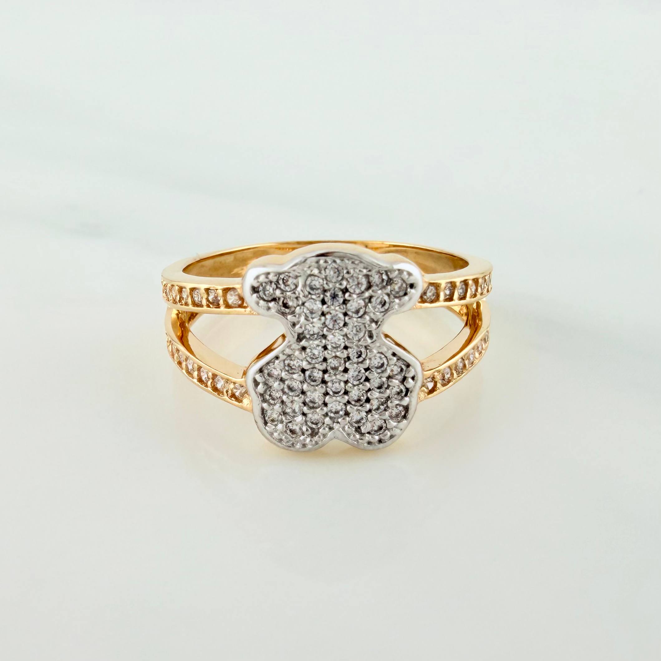 Bear Ring Ts 3.4 g / T6 1/2 Two Golds Yellow White 18K