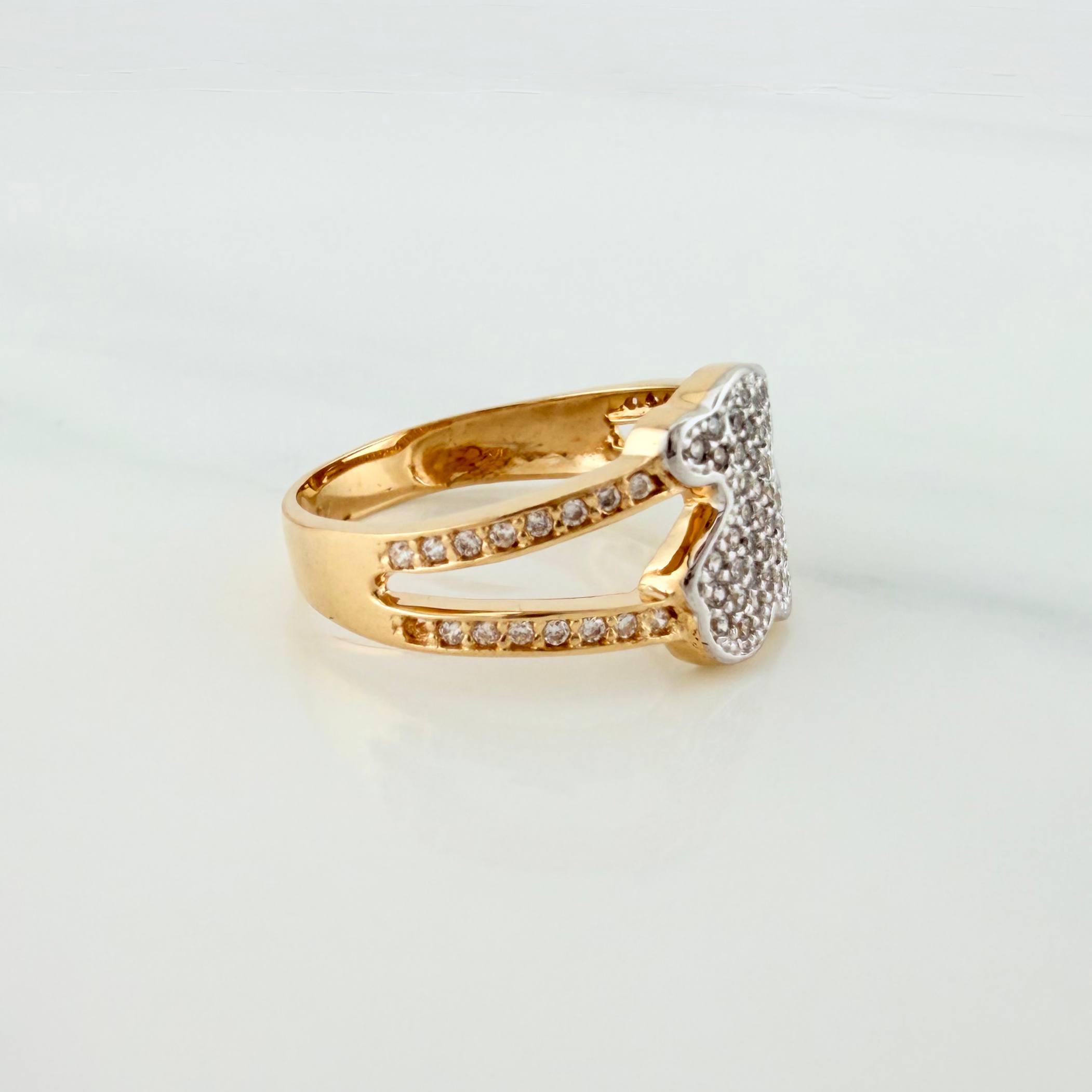 Bear Ring Ts 3.4 g / T6 1/2 Two Golds Yellow White 18K
