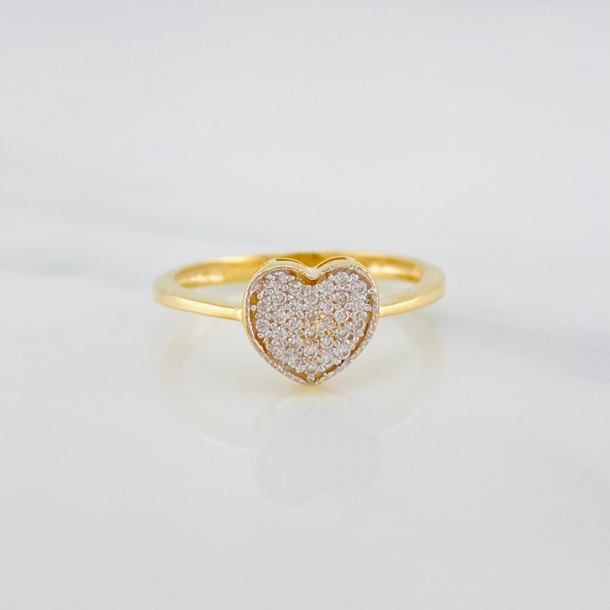 Anillo Corazón 2 g / T7 1/4 Dos Oros Amarillo Blanco 18K