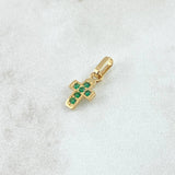 Dije Cruz Punteada 0.5gr / 1.5cm / Circones Verdes Oro Amarillo 18K ©