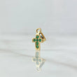 Dije Cruz Punteada 0.5gr / 1.5cm / Circones Verdes Oro Amarillo 18K ©