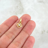 Pendant  Flor Elipse 0.95gr / 1.3cm / White Zircon Yellow Gold 18K *