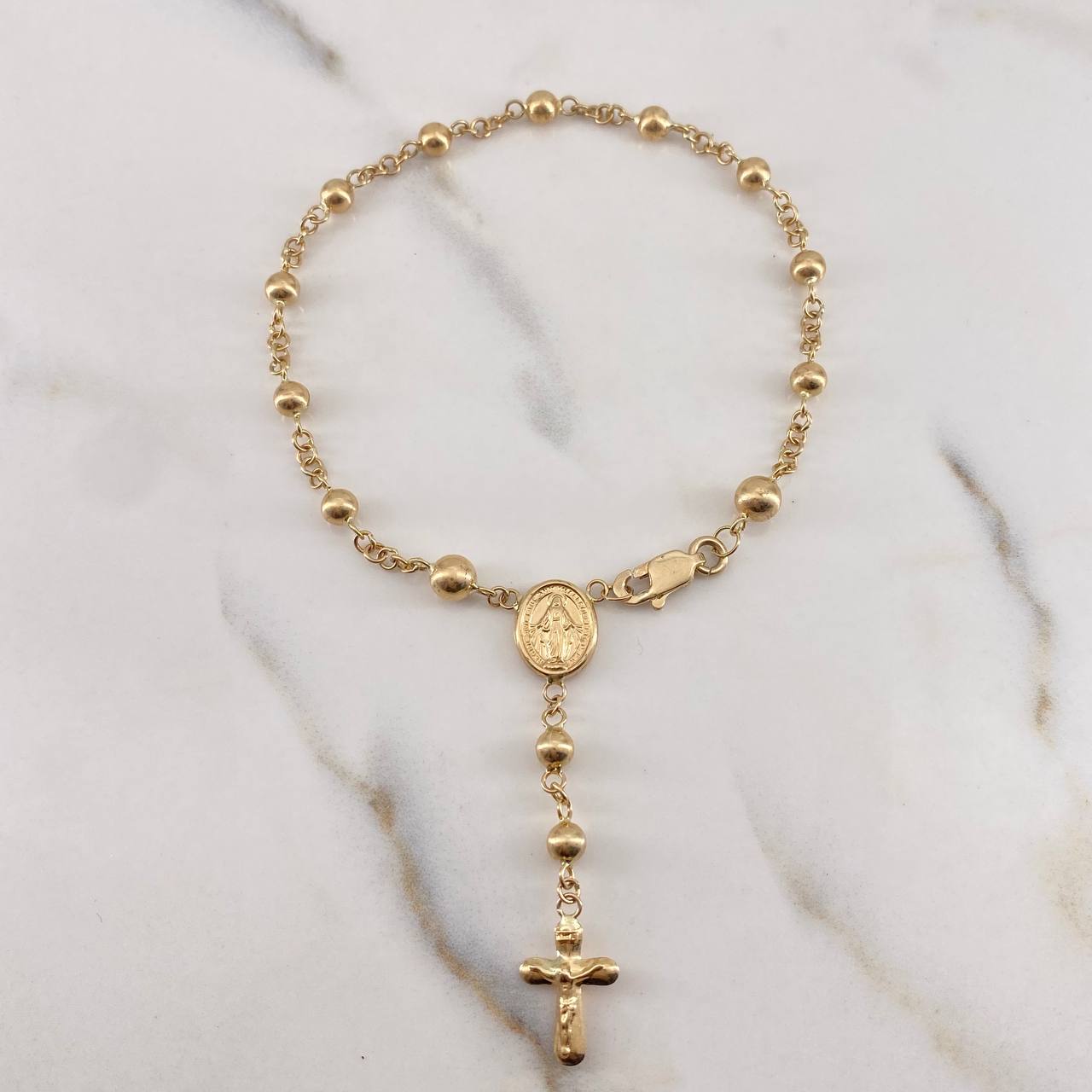 Bracelet Denarius 4.5gr / 21cm / 4mm Beads Polished 18K Yellow Gold &