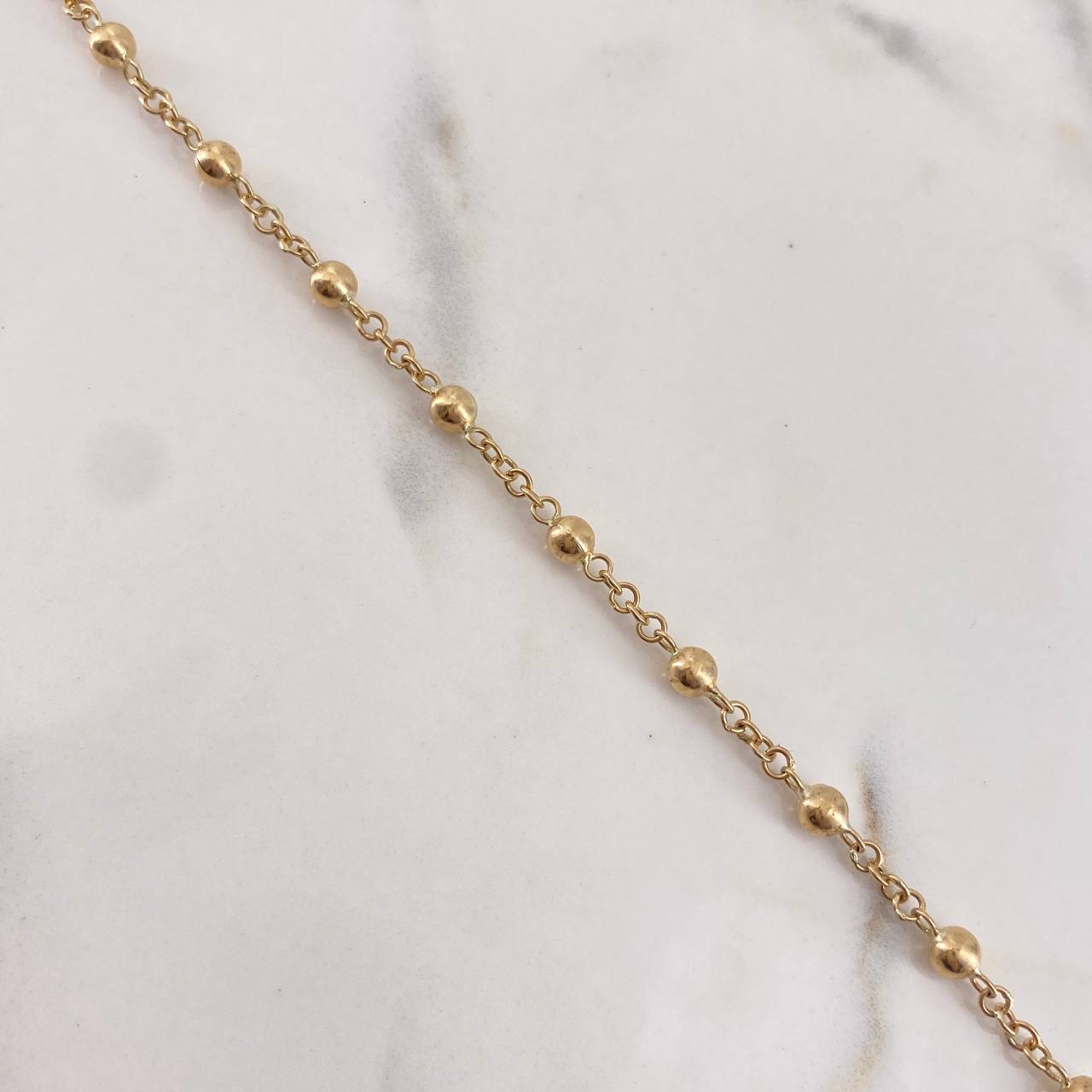 Bracelet Denarius 4.5gr / 21cm / 4mm Beads Polished 18K Yellow Gold &