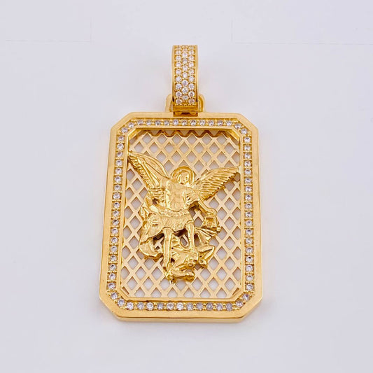 Dije Placa Enmayada San Miguel 20.35 g / 2 1/4 in Oro Amarillo 18K