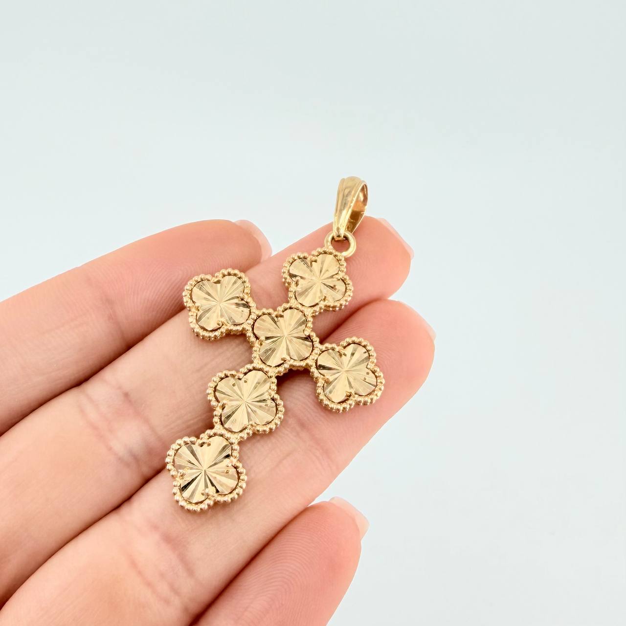 Pendant Cross Clover 6.45 g / 2 in Yellow Gold 18K