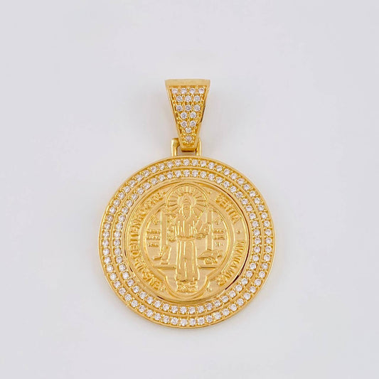 Dije Medalla San Benito 7.05 g / 1 1/2 in Oro Amarillo 18K