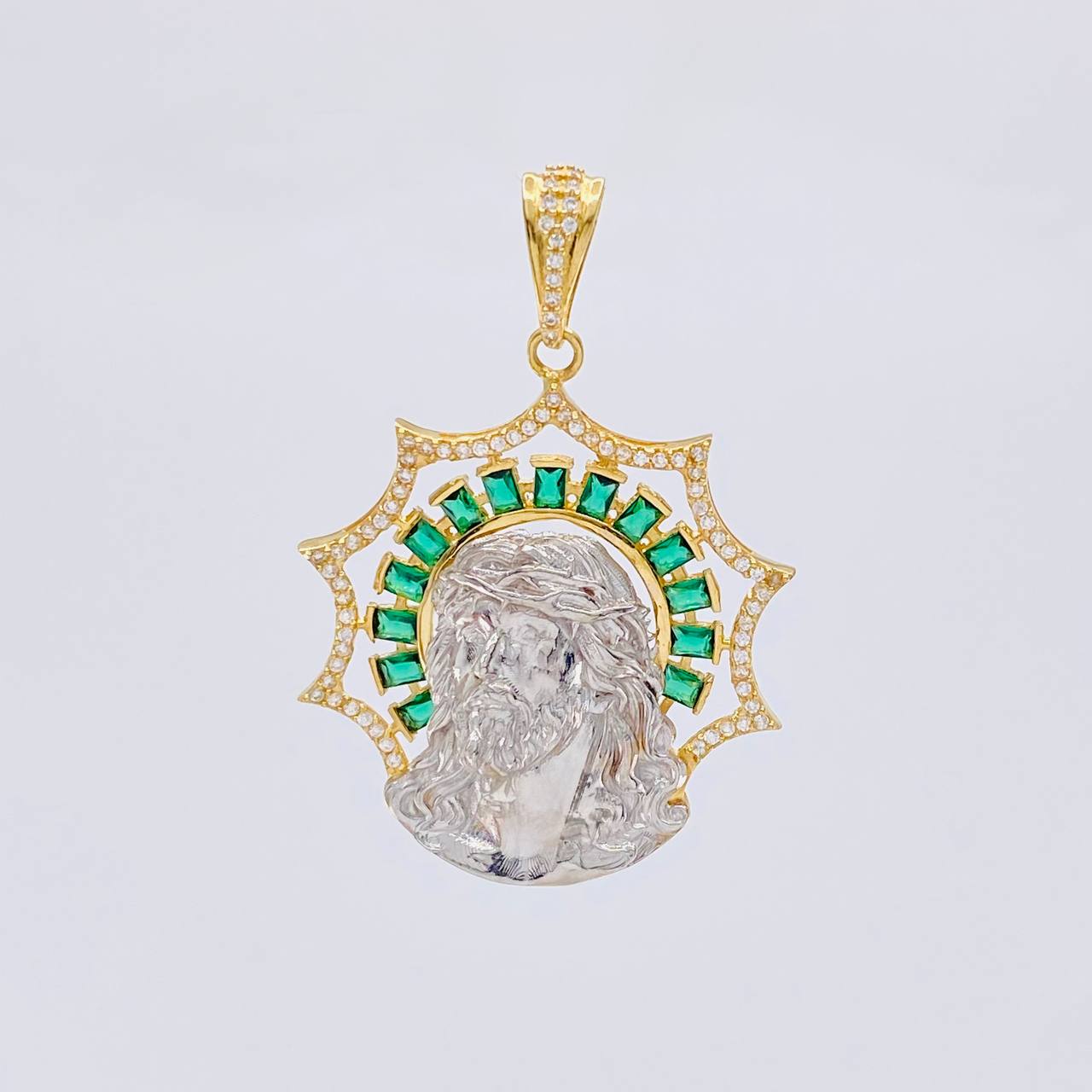 Dije Rostro Cristo 9.8 g / 1 3/4 in Dos Oros Amarillo Blanco 18K