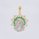 Dije Rostro Cristo 9.8 g / 1 3/4 in Dos Oros Amarillo Blanco 18K