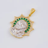 Dije Rostro Cristo 9.8 g / 1 3/4 in Dos Oros Amarillo Blanco 18K