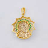 Dije Rostro Cristo 9.8 g / 1 3/4 in Dos Oros Amarillo Blanco 18K