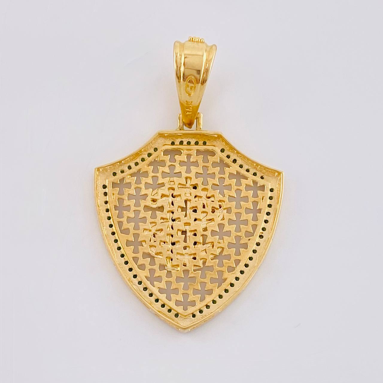Pendant Shield Dollar Sign 7.45 g / 1 3/4 in 18K Yellow Gold