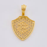 Pendant Shield Dollar Sign 7.45 g / 1 3/4 in 18K Yellow Gold