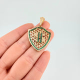 Pendant Shield Dollar Sign 7.45 g / 1 3/4 in 18K Yellow Gold