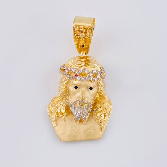 Dije Rostro Cristo 9.6 g / 1 1/2 in Dos Oros Amarillo Blanco 18K