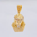 Pendant Face of Christ 9.6 g / 1 1/2 in Two-Tone Yellow White Gold 18K