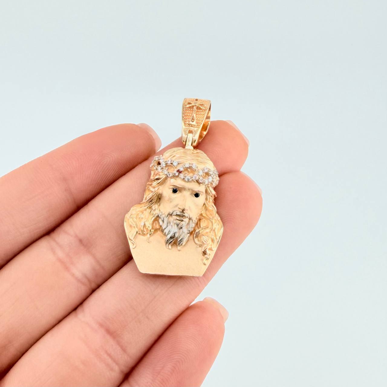 Pendant Face of Christ 9.6 g / 1 1/2 in Two-Tone Yellow White Gold 18K