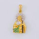 Dije San Judas Tadeo 5.85 g / 1 1/4 in Dos Oros Amarillo Blanco 18K