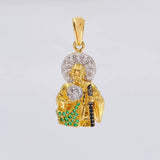 Dije San Judas Tadeo 5.85 g / 1 1/4 in Dos Oros Amarillo Blanco 18K