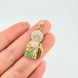 Dije San Judas Tadeo 5.85 g / 1 1/4 in Dos Oros Amarillo Blanco 18K