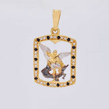 Pendant Plaque Saint Michael 2.05 g / 1 in Two Golds Yellow White 18K