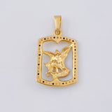 Pendant Plaque Saint Michael 2.05 g / 1 in Two Golds Yellow White 18K