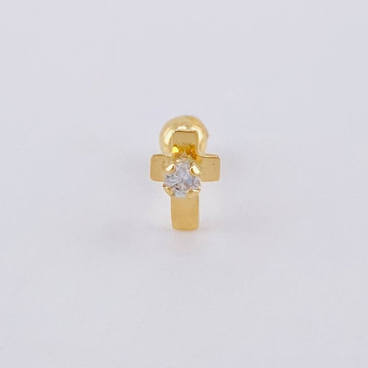 Hoop Earrings Cross 1.65 g / 3/4 in Yellow Gold 18K