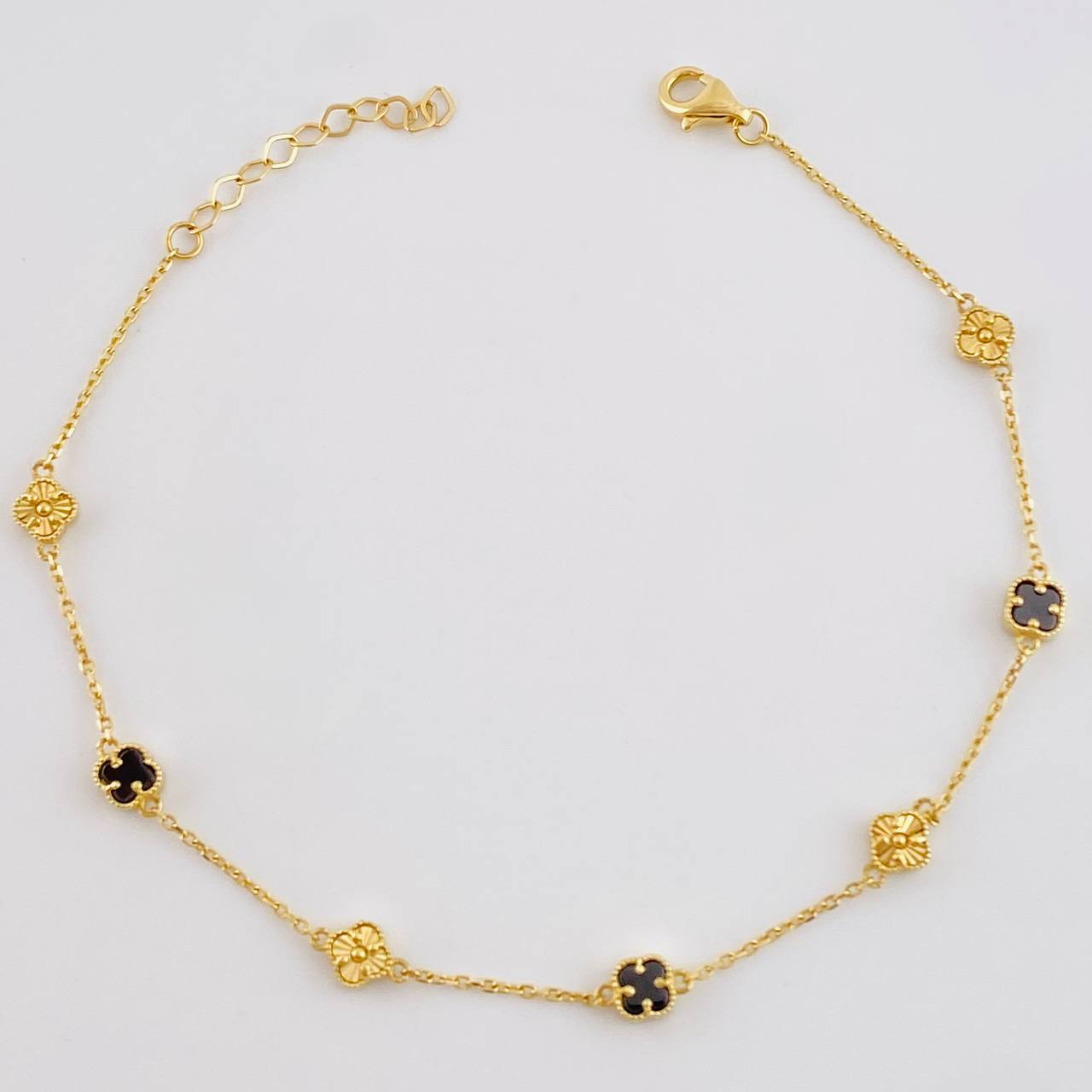 Pulso Modulable Aro Seguido Trebol 3.15 g / 8 1/2 in - 7 1/4 in / 0.8 mm Oro Amarillo 18K