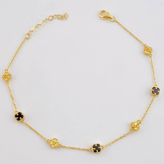 Pulso Modulable Aro Seguido Trebol 3.15 g / 8 1/2 in - 7 1/4 in / 0.8 mm Oro Amarillo 18K