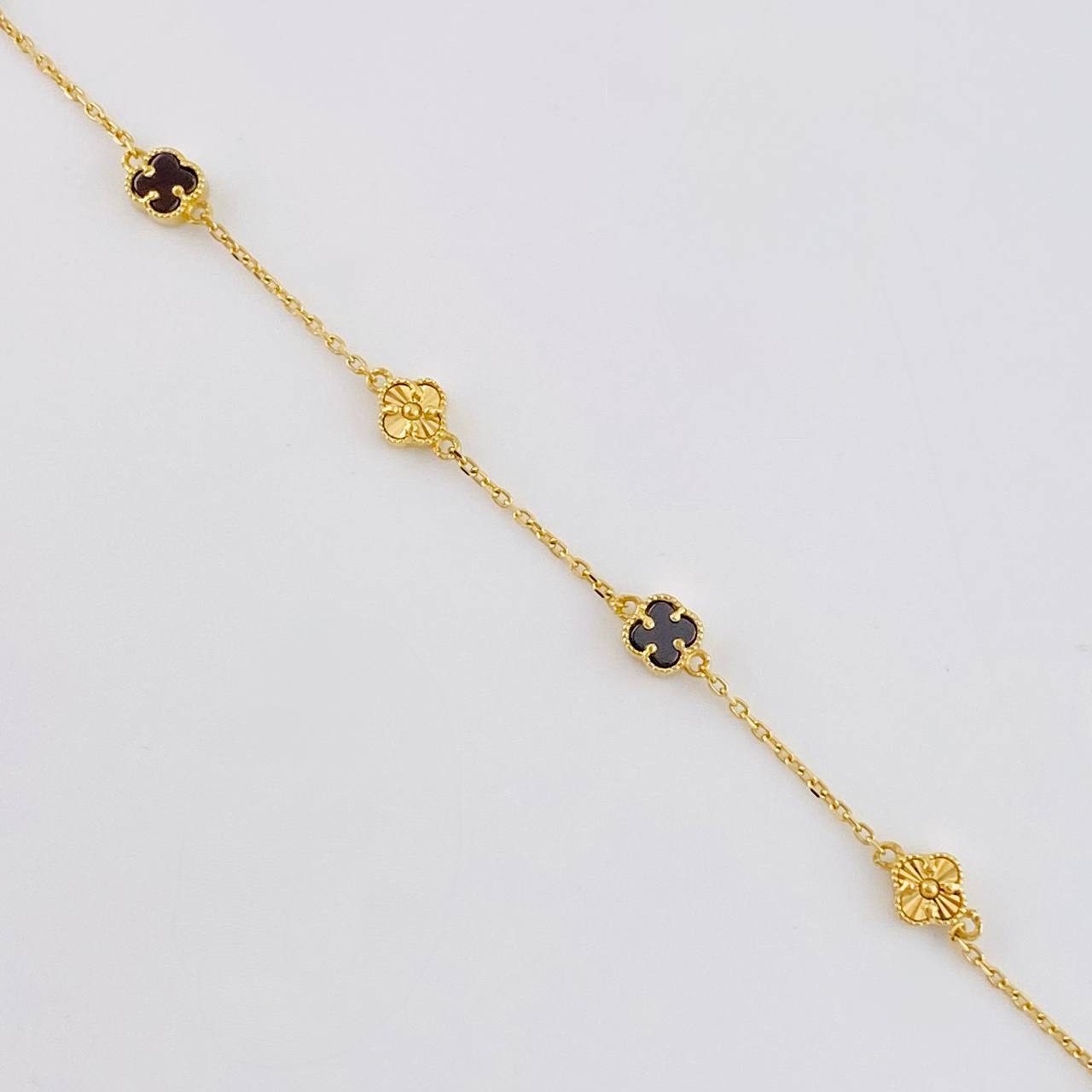 Pulso Modulable Aro Seguido Trebol 3.15 g / 8 1/2 in - 7 1/4 in / 0.8 mm Oro Amarillo 18K