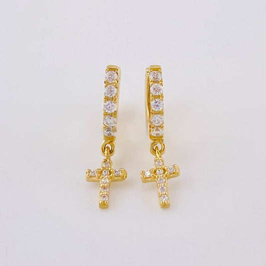 Hoop Earrings Dense Cross 1.75 g / 3/4 in Yellow Gold 18K