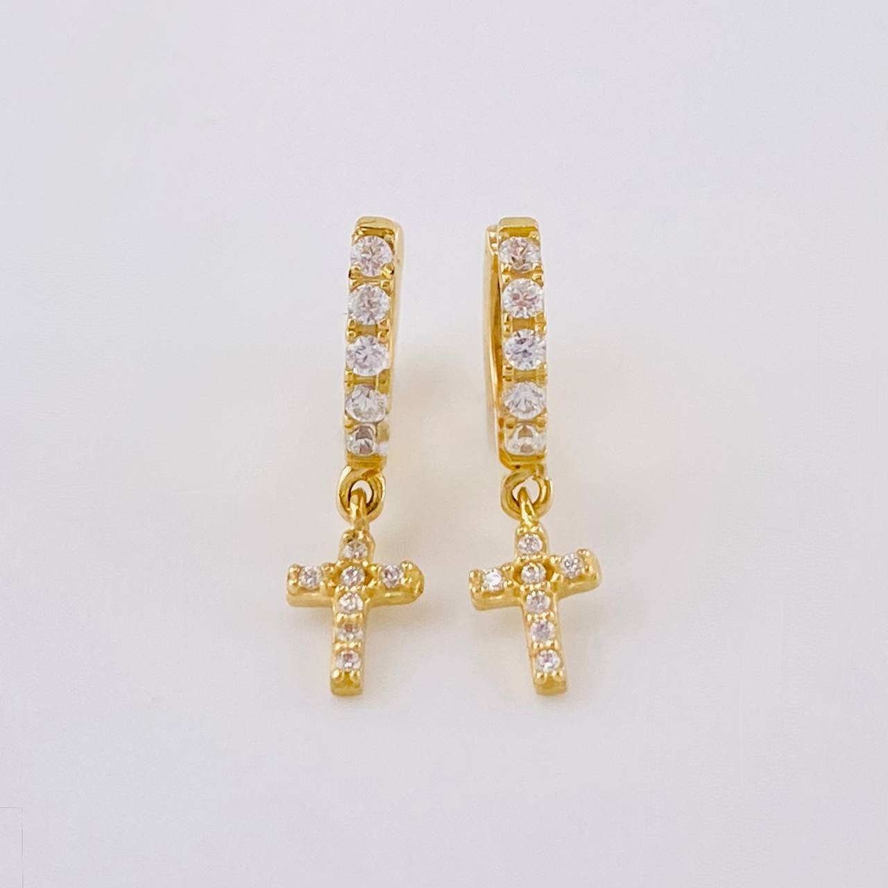 Hoop Earrings Dense Cross 1.75 g / 3/4 in Yellow Gold 18K