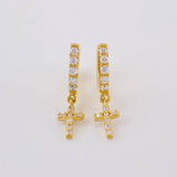 Hoop Earrings Dense Cross 1.75 g / 3/4 in Yellow Gold 18K