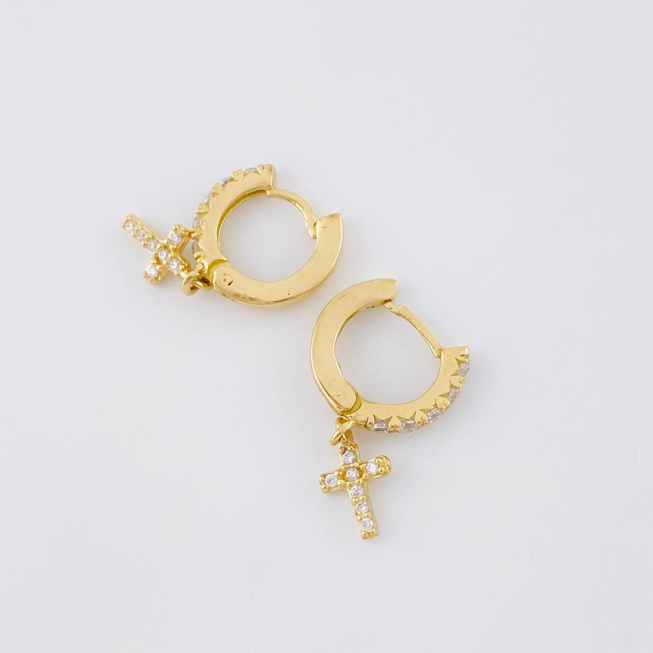 Hoop Earrings Dense Cross 1.75 g / 3/4 in Yellow Gold 18K