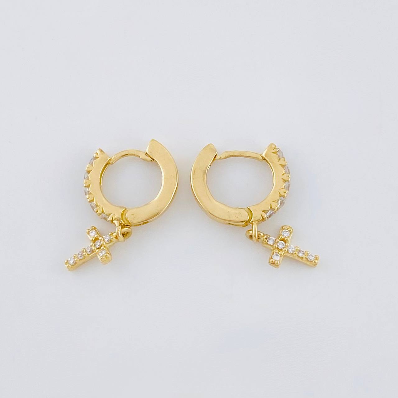 Hoop Earrings Dense Cross 1.75 g / 3/4 in Yellow Gold 18K